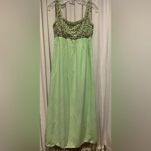 Pastel green  heavily beaded dress with pearls and rhinestones size small 4-6